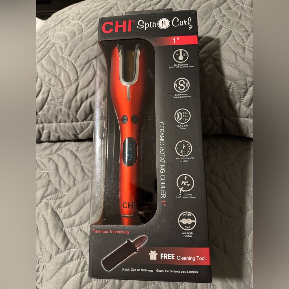 CHI Spin N Curl Ceramic Rotating Curler - Red